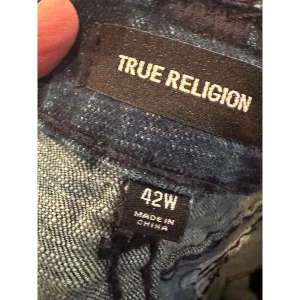 True Religion 42/34 Thick Stitch Back Pocket Flap Blue Jeans (M)